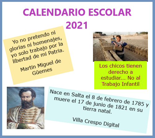 CALENDARIO ESCOLAR 2021